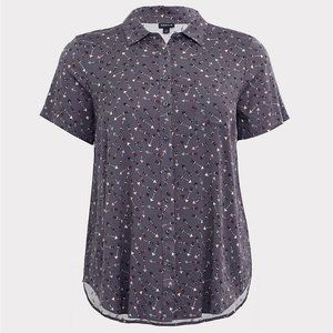 Arrow Print Challis Button Down Shirt Torrid